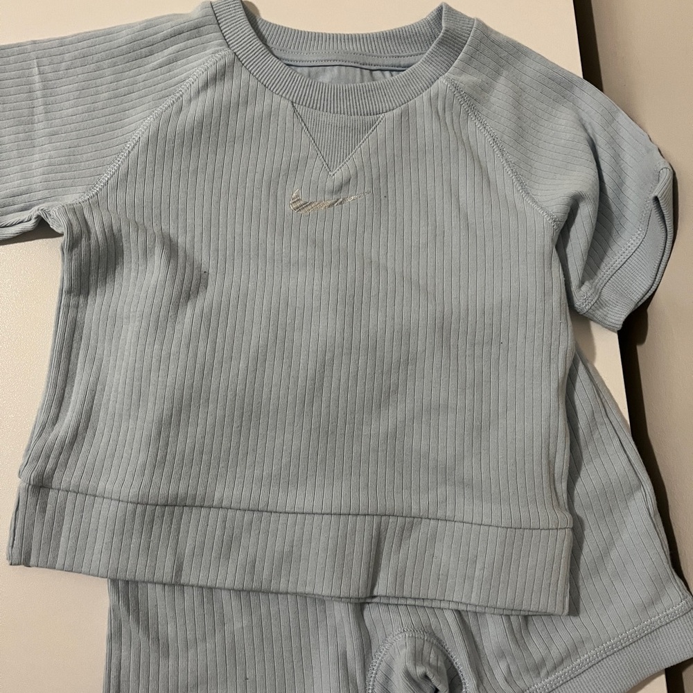 Light Blue Ribbed Two-Piece Set